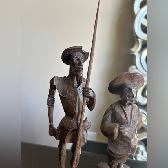 Vintage Hand Carved Carved Wood Figures Of Don Quixote & Sancho Man Of La Mancha - Picture 5 of 14